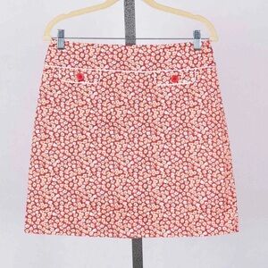 Fairway & Greene Red Cream A-Line Mini Skirt Resort Wear